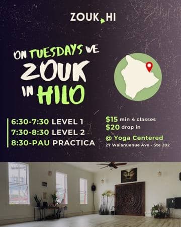Zouk in Hilo – Level 1 (Tuesday Class)