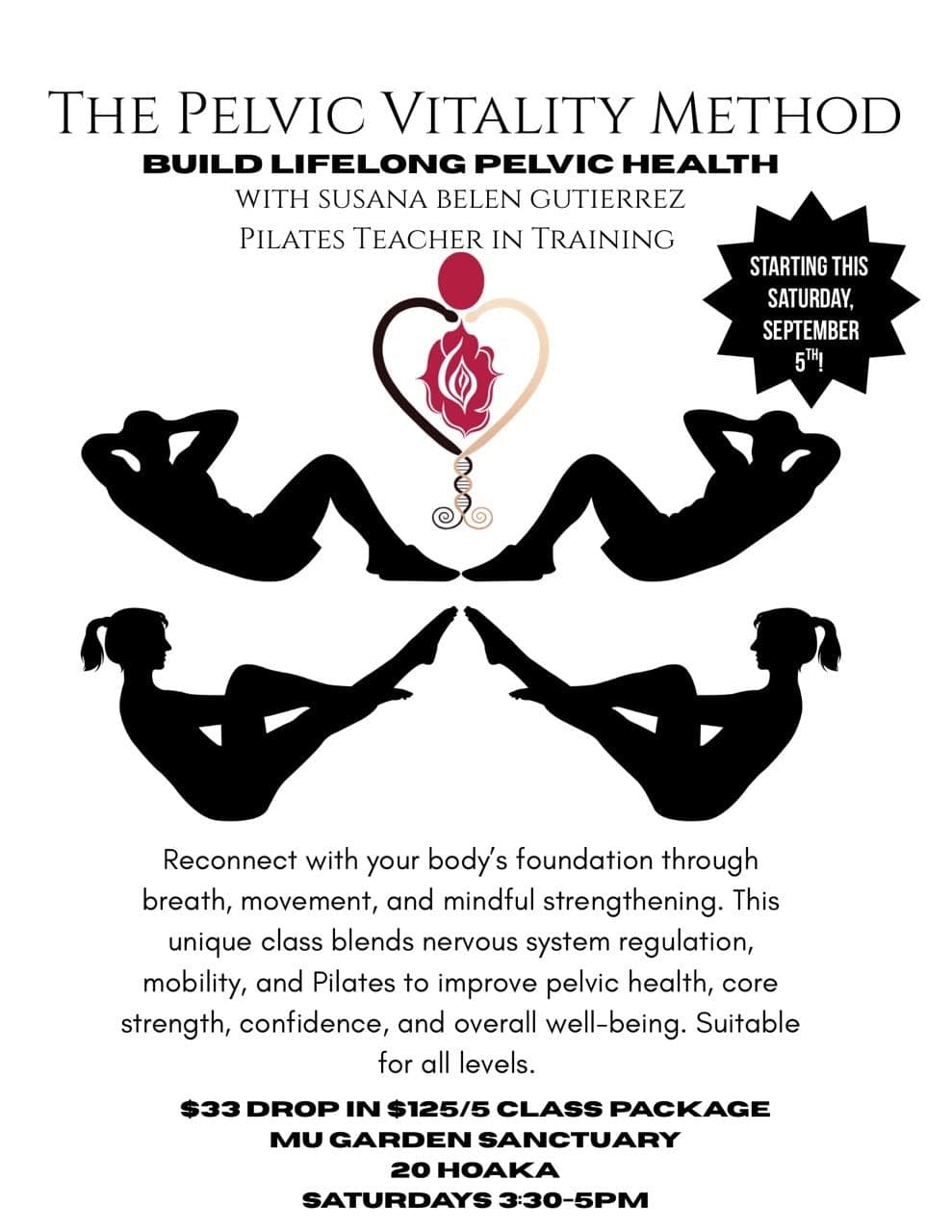 Your Saturday ritual in Hilo: The Pelvic Vitality Method (Weekly Class) — Sep 12